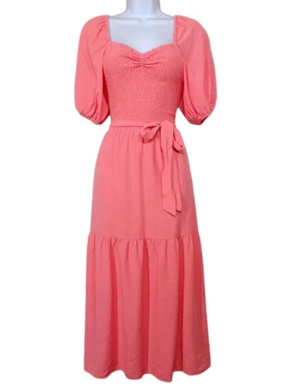 Dkny Coral Puff-Sleeve Smocked Maxi Dress